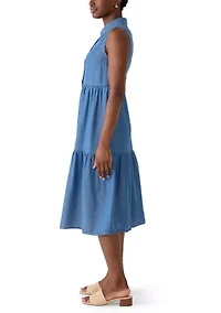 Petite Sleeveless Linen Shirt Dress