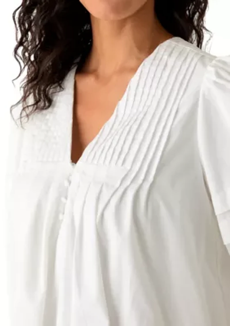 Women's Pintuck Yoke Woven Shirt