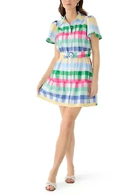Women's Belted Plaid Shirtdress