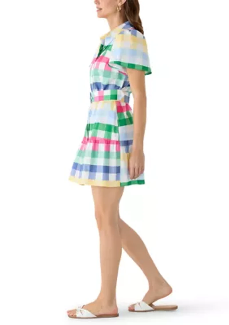 Women's Belted Plaid Shirtdress