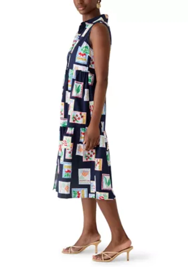 Petite Sleeveless Midi Shirt Dress