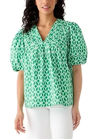 Women's Pintuck Yoke Woven Top
