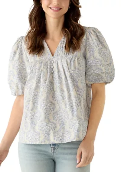 Women's Pintuck Yoke Woven Top