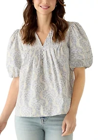 Women's Pintuck Yoke Woven Top