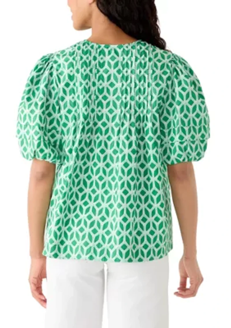 Women's Pintuck Yoke Woven Top