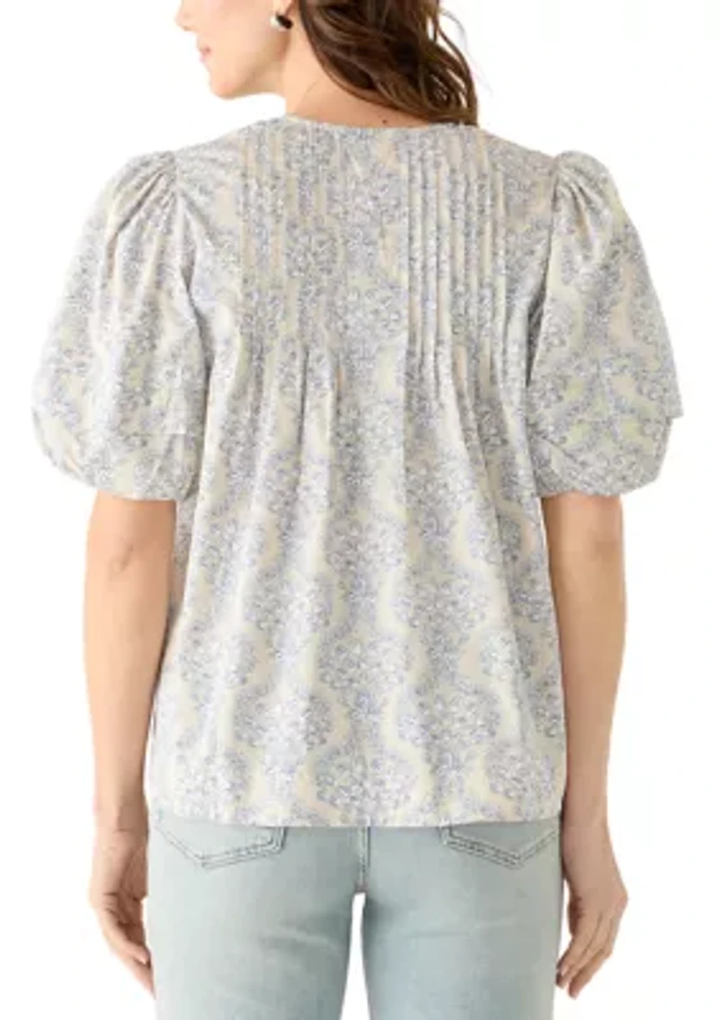 Women's Pintuck Yoke Woven Top