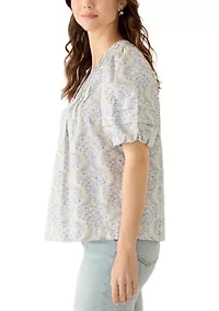 Women's Pintuck Yoke Woven Top