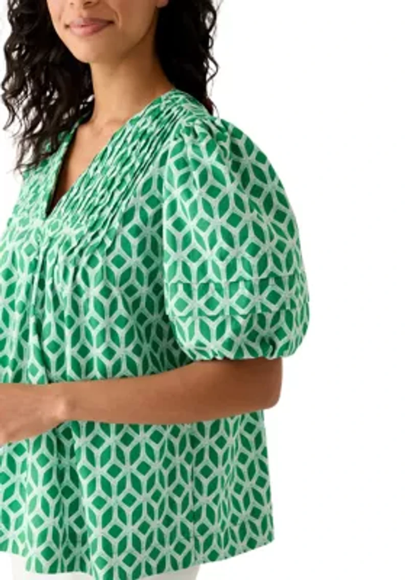 Women's Pintuck Yoke Woven Top