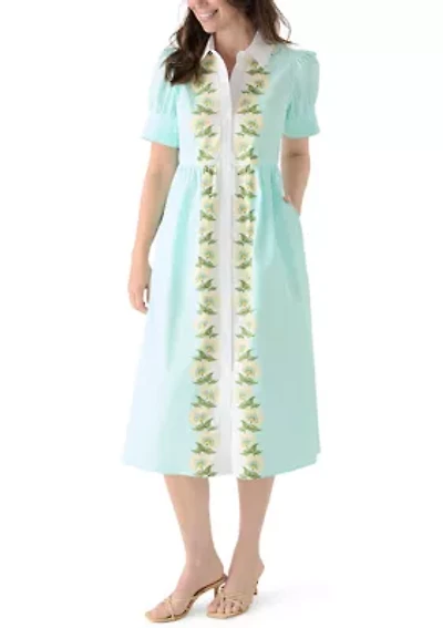 Women's Puff Sleeve Button Front Shirtdress