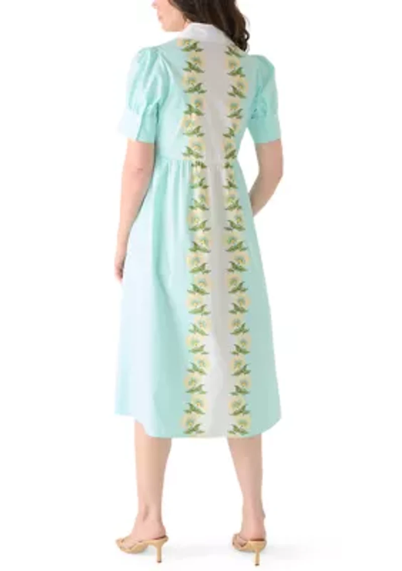 Women's Puff Sleeve Button Front Shirtdress