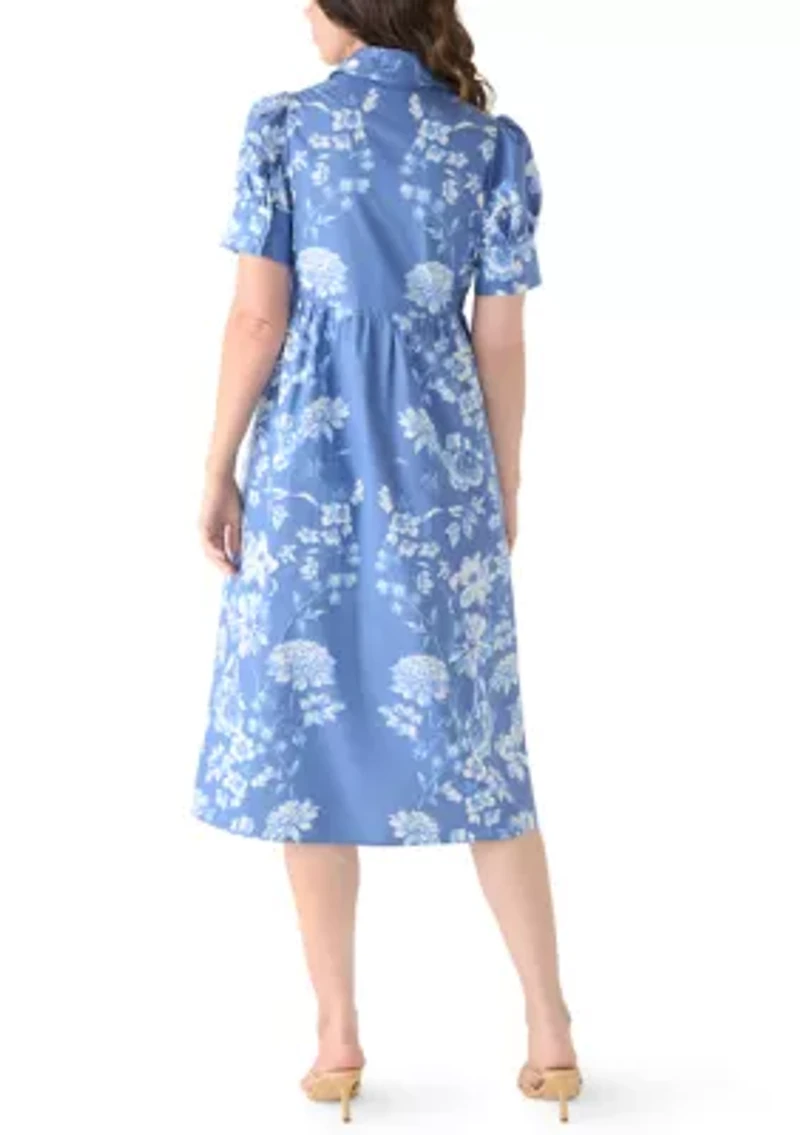 Women's Puff Sleeve Button Front Shirtdress