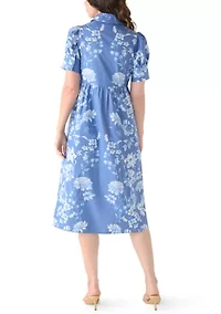 Women's Puff Sleeve Button Front Shirtdress