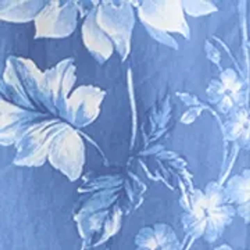 Petite Short Sleeve Button Front Cotton Floral Collared Dress