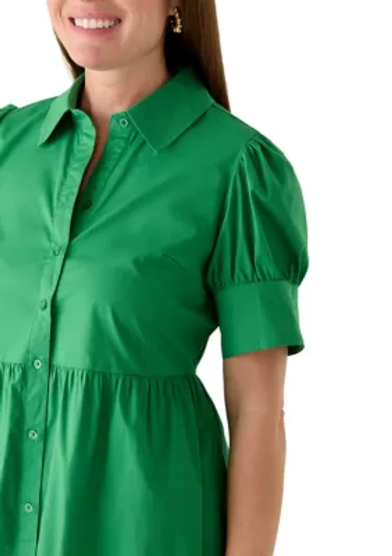 Petite Puff Sleeve Shirtdress