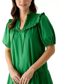 Women's Ruffle Yoke Mini Dress