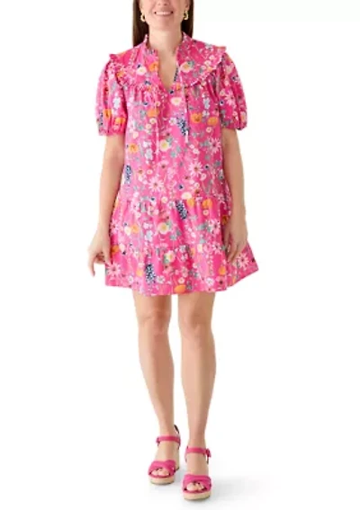 Petite Ruffle Yoke Mini Dress