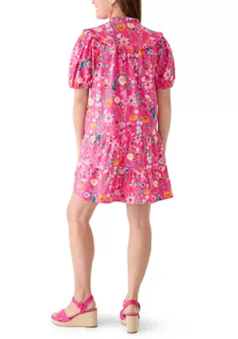 Petite Ruffle Yoke Mini Dress