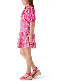 Petite Ruffle Yoke Mini Dress