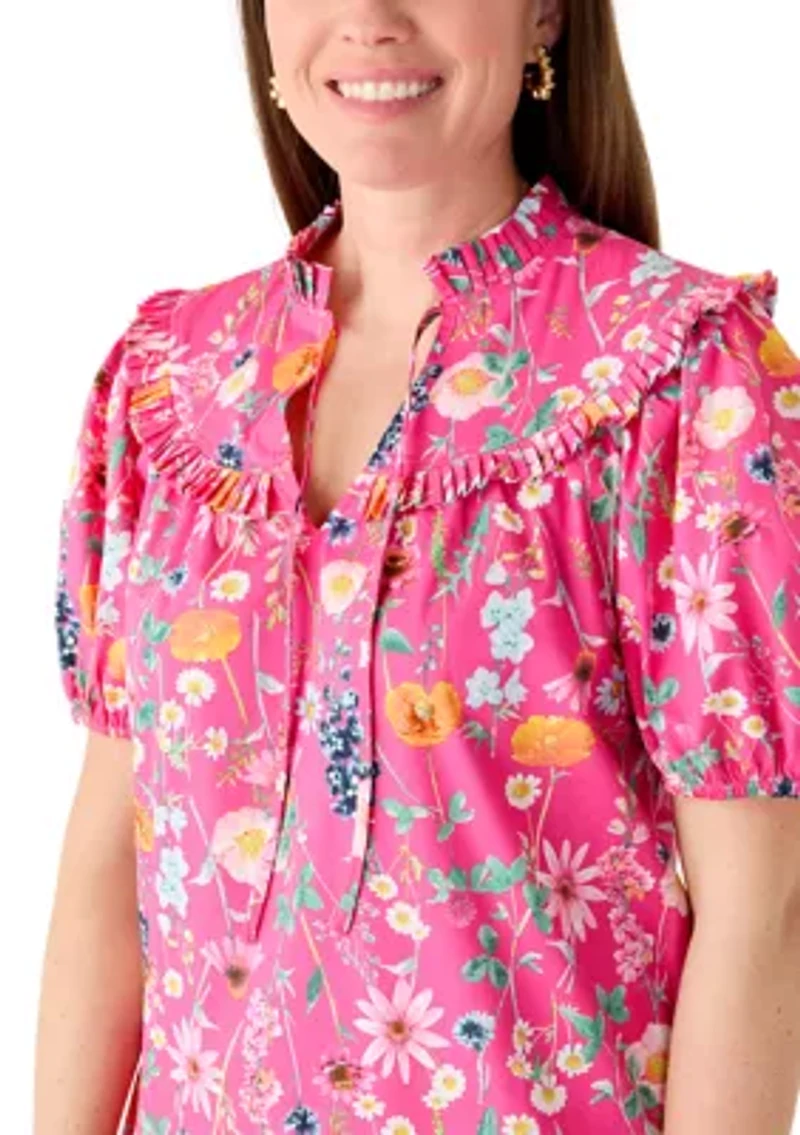 Petite Ruffle Yoke Mini Dress