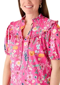 Petite Ruffle Yoke Mini Dress