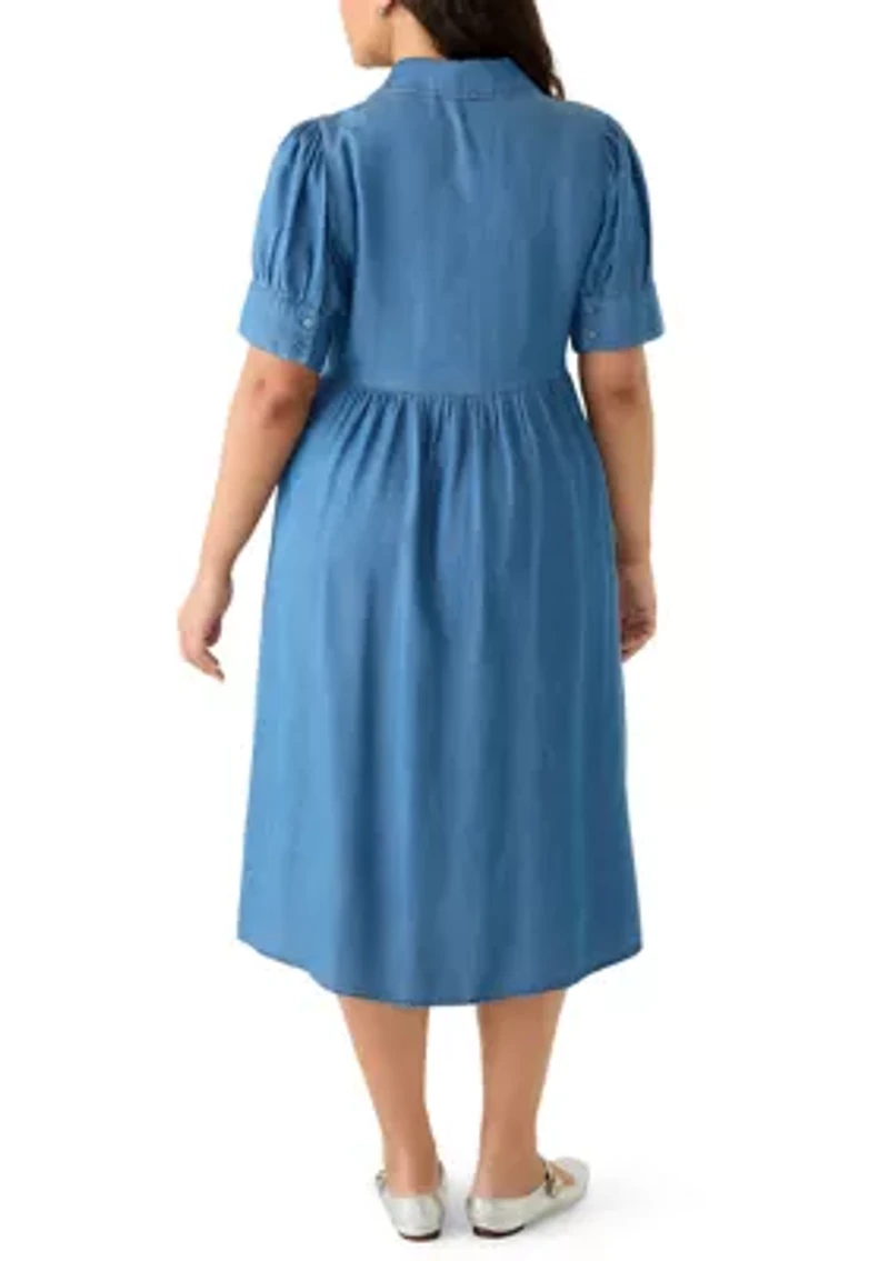 Pus Button Front Midi Shirt Dress