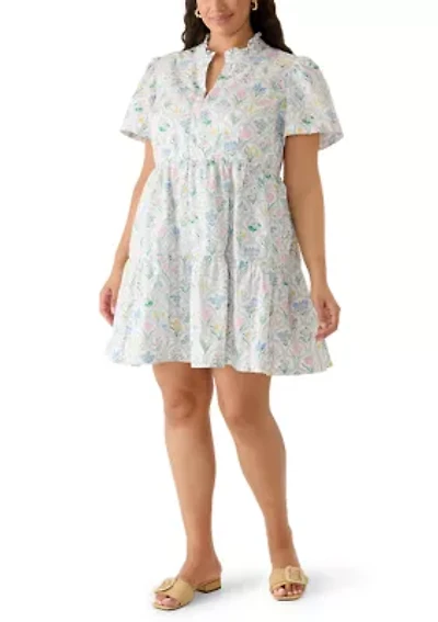 Plus Short Sleeve Tiered Peasant Dress