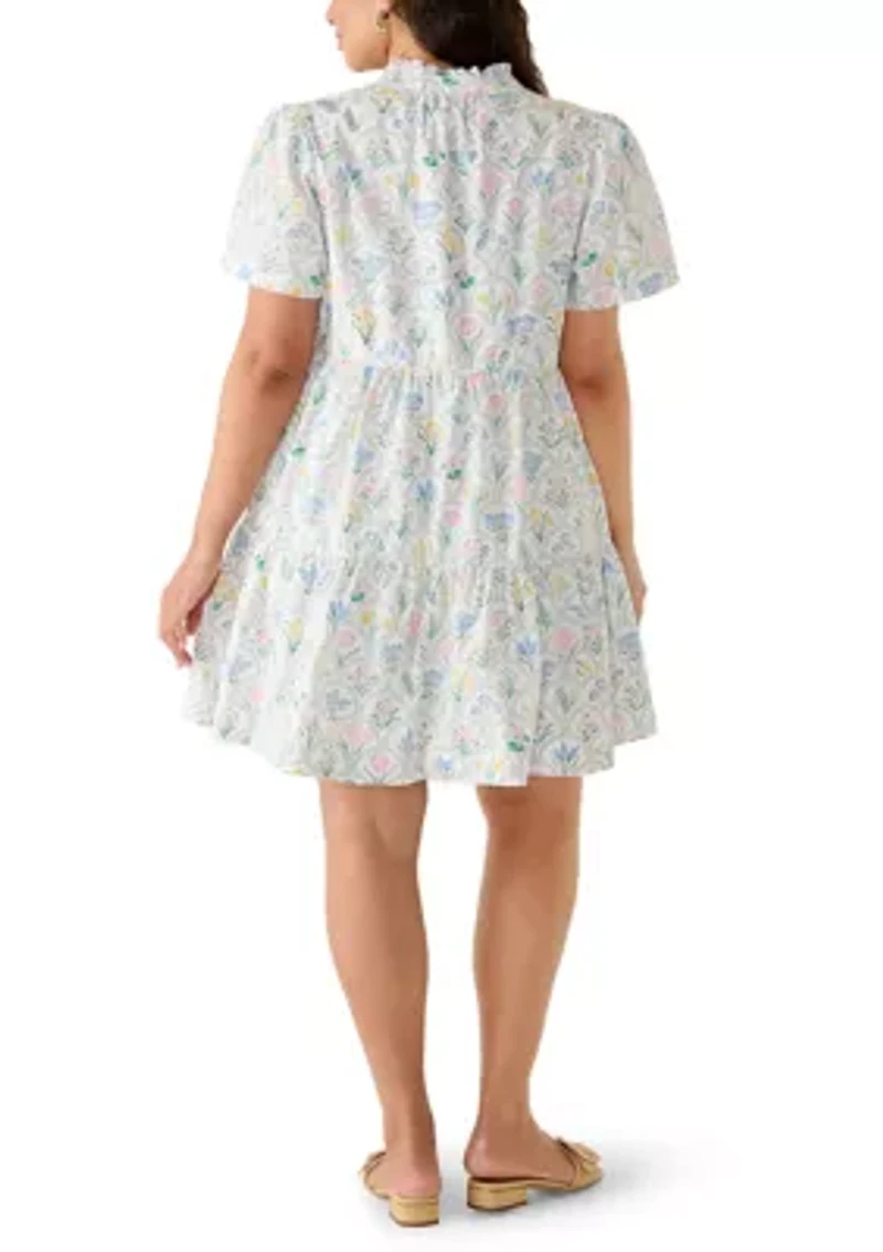 Plus Short Sleeve Tiered Peasant Dress