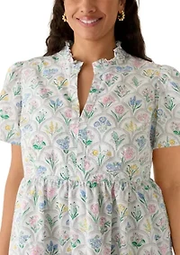 Plus Short Sleeve Tiered Peasant Dress