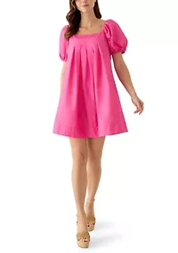 Women's Short Sleeve Pleated Yoke Dress
