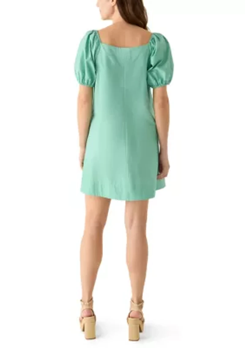 Women's Short Sleeve Pleated Yoke Dress