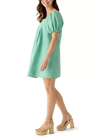 Women's Short Sleeve Pleated Yoke Dress