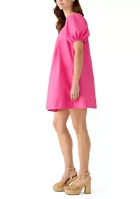 Women's Short Sleeve Pleated Yoke Dress