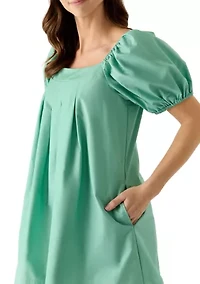 Women's Short Sleeve Pleated Yoke Dress