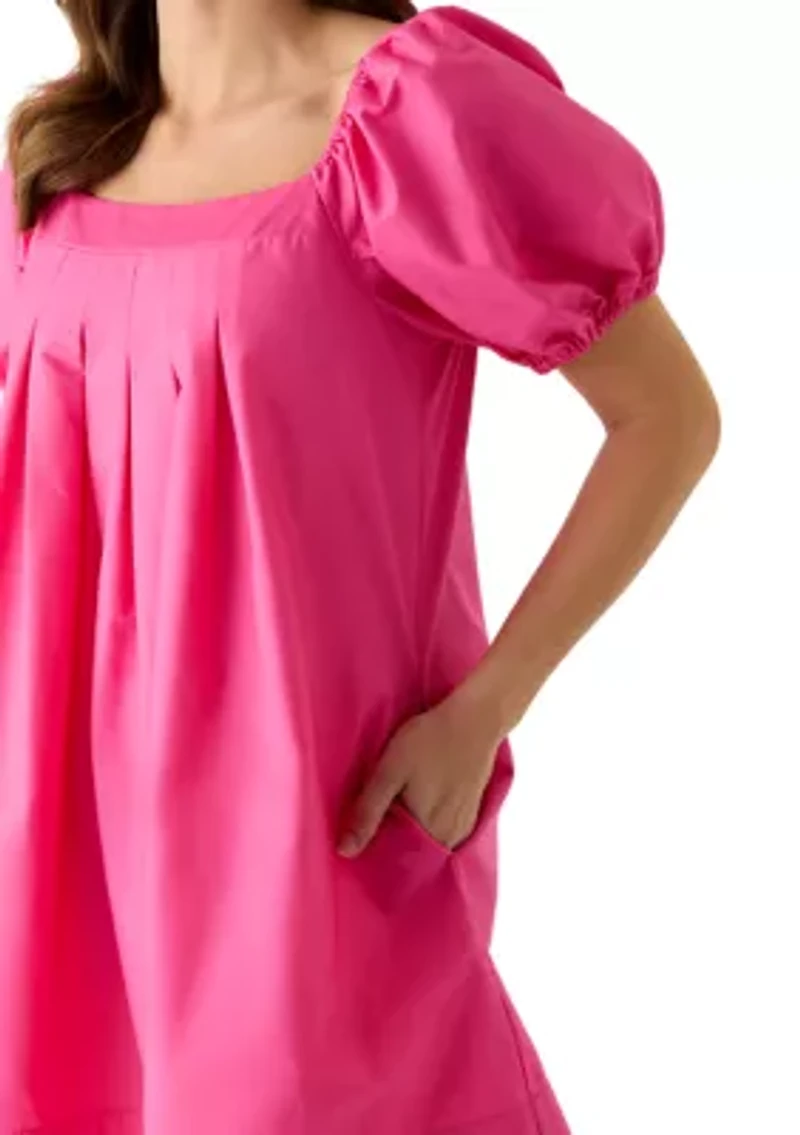 Women's Short Sleeve Pleated Yoke Dress