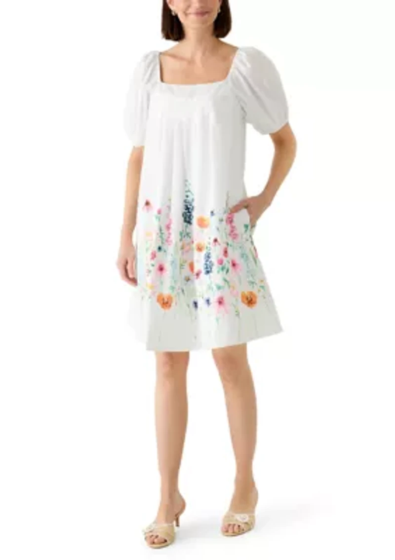 Women's Pleated Yoke Mini Dress