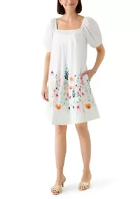 Women's Pleated Yoke Mini Dress