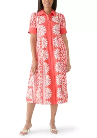 Women's Puff Sleeve Button Front Maxi Dress