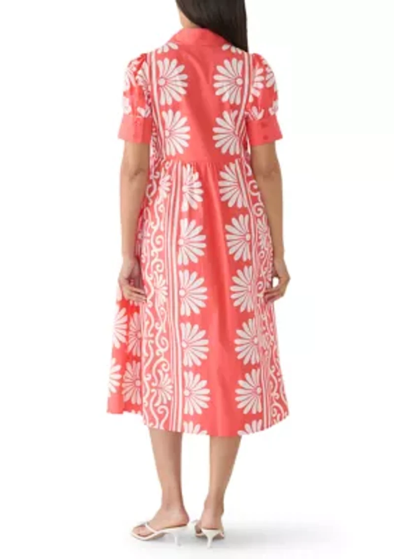 Women's Puff Sleeve Button Front Maxi Dress
