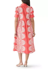Women's Puff Sleeve Button Front Maxi Dress