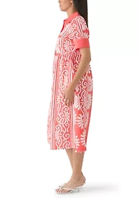 Women's Puff Sleeve Button Front Maxi Dress