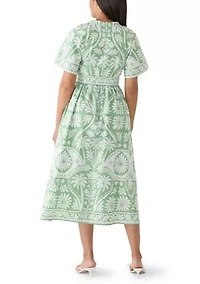 Women's V-Neck Belted Midi Dress