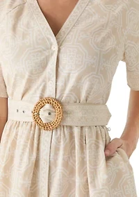 Women's V-Neck Belted Midi Dress