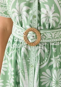 Women's V-Neck Belted Midi Dress