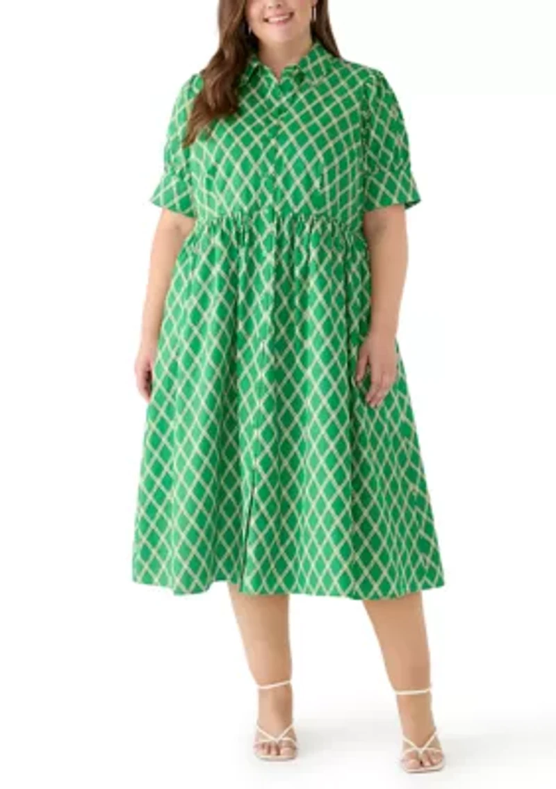 Plus Short Sleeve Poplin Shirtdress