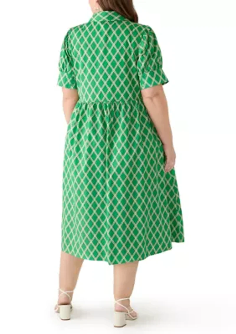 Plus Short Sleeve Poplin Shirtdress