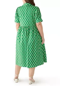 Plus Short Sleeve Poplin Shirtdress