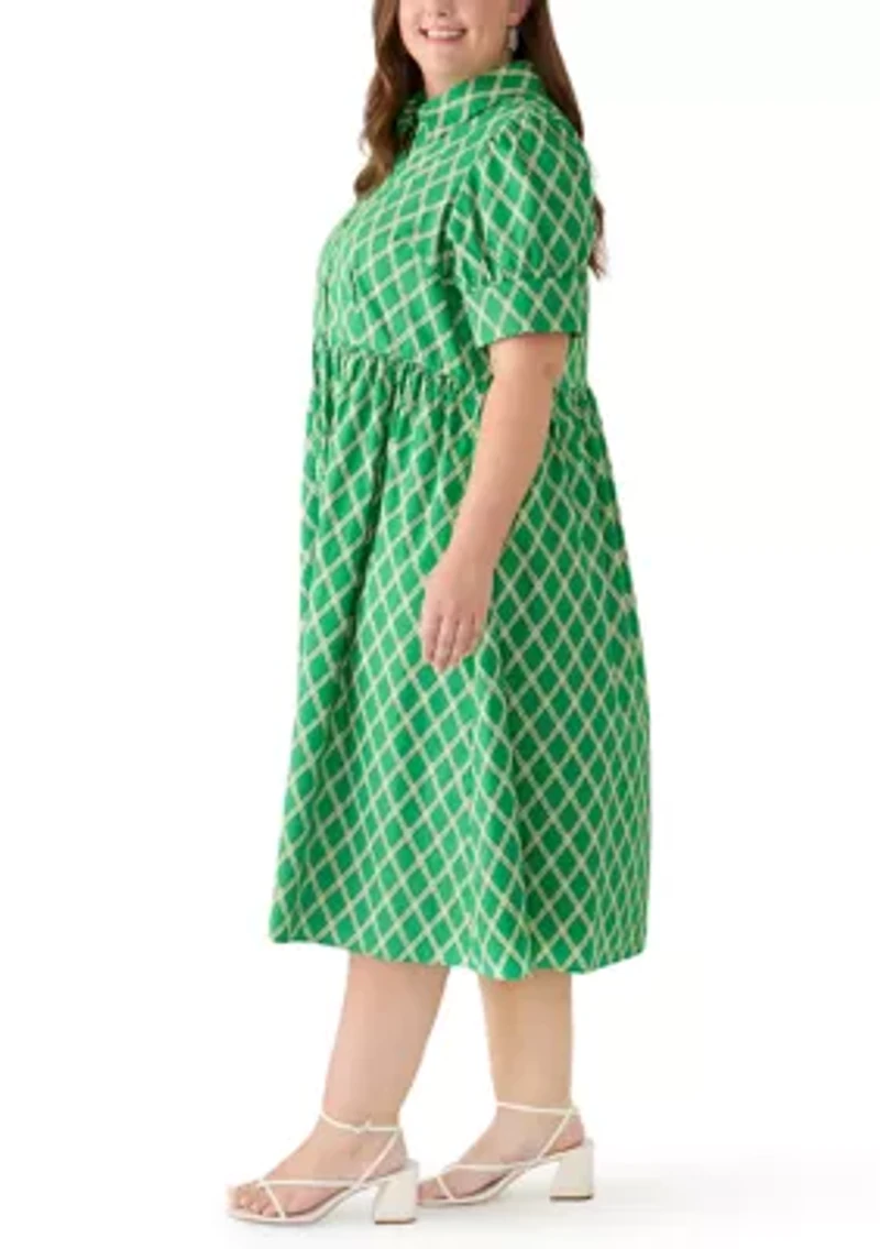 Plus Short Sleeve Poplin Shirtdress