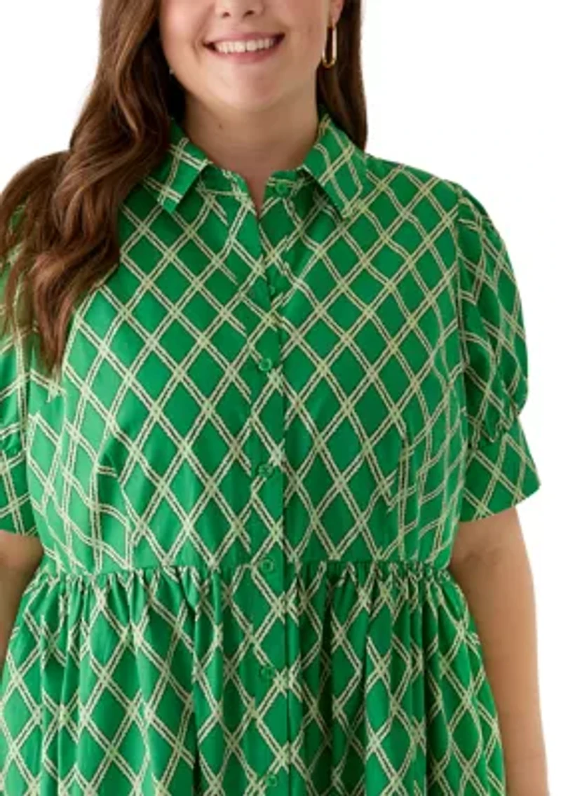 Plus Short Sleeve Poplin Shirtdress