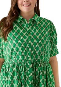 Plus Short Sleeve Poplin Shirtdress