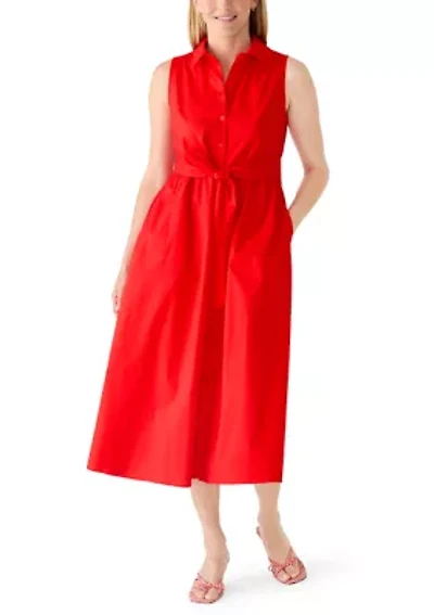 Women's Sleeveless Midi Shirt Dress